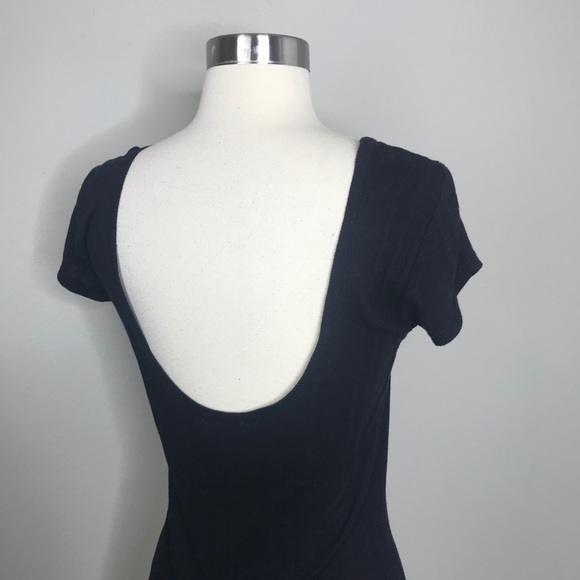Frame Denim Black Ribbed Le Scoop Back Tee Shirt - Picture 6 of 9